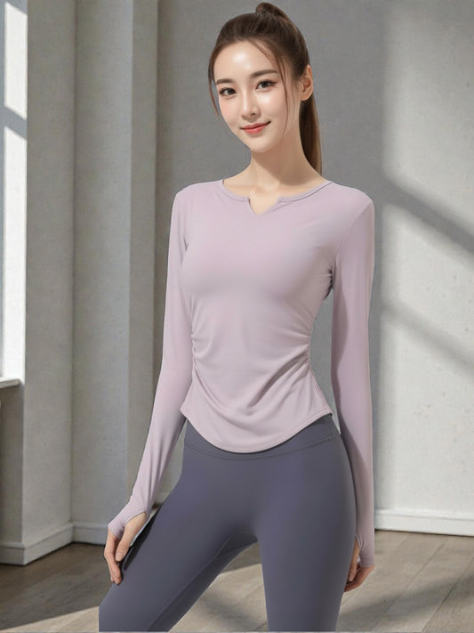 V-Neck Slim-Fit Long Sleeves / Removable Pad