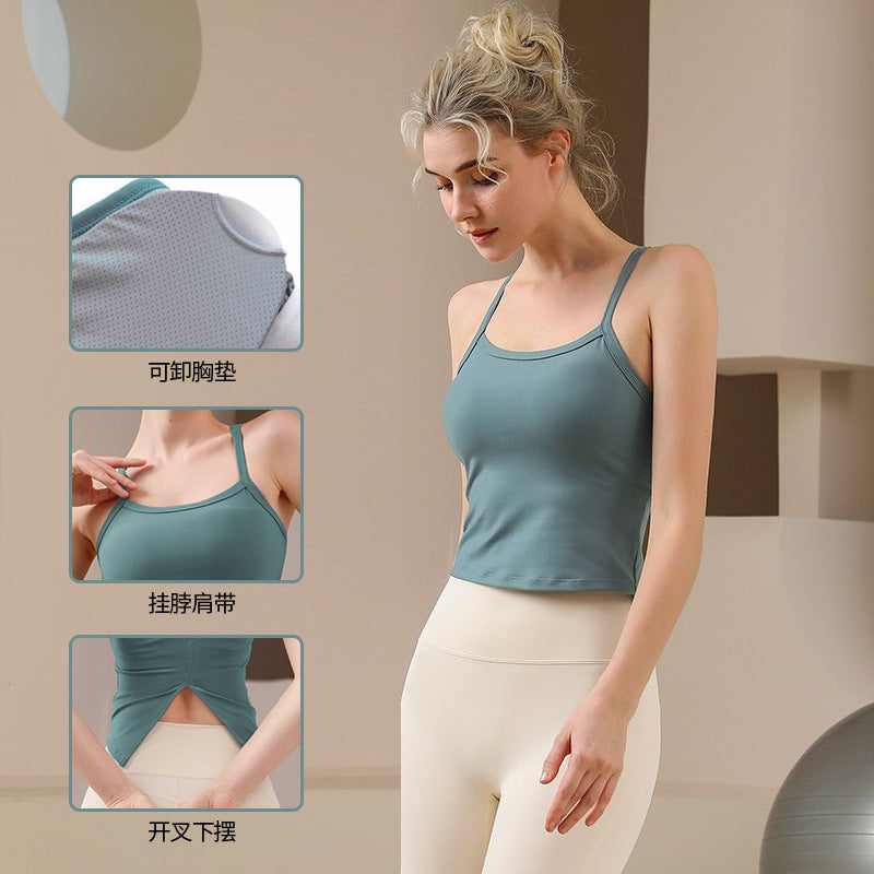 홀터넥 스쿱백 뒷트임 탱크탑